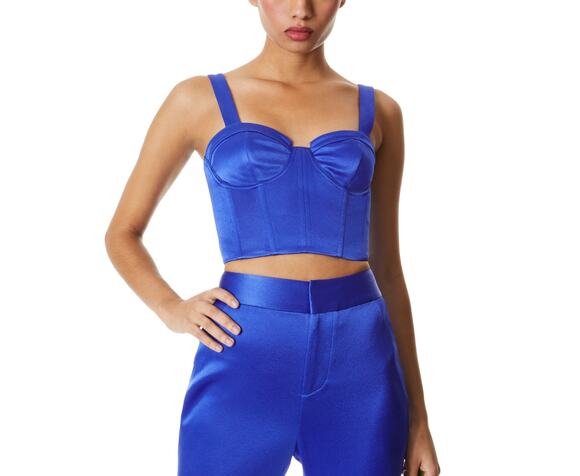 Olivia Matthews Tops - Olivia Structured Blue Jeanna Bustier Crop Size 2 Top